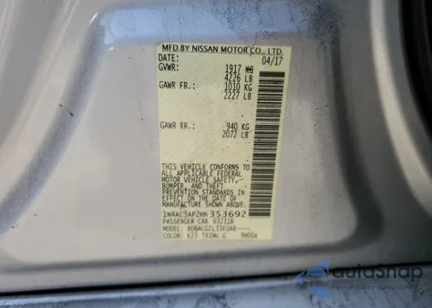 2017 Nissan Altima 2.5 from USA, damaged, VIN 1N4AL3AP2HN353692